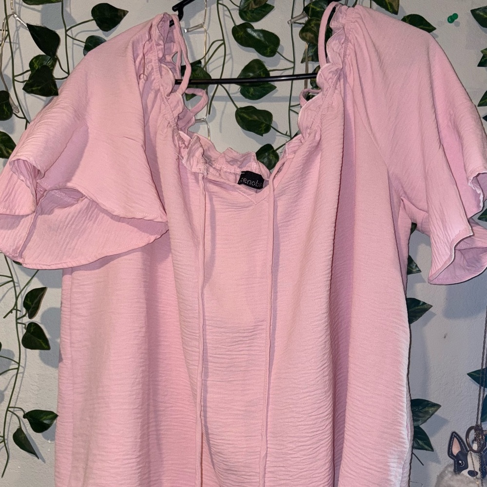 Zenobia Light Pink Ruffle Blouse